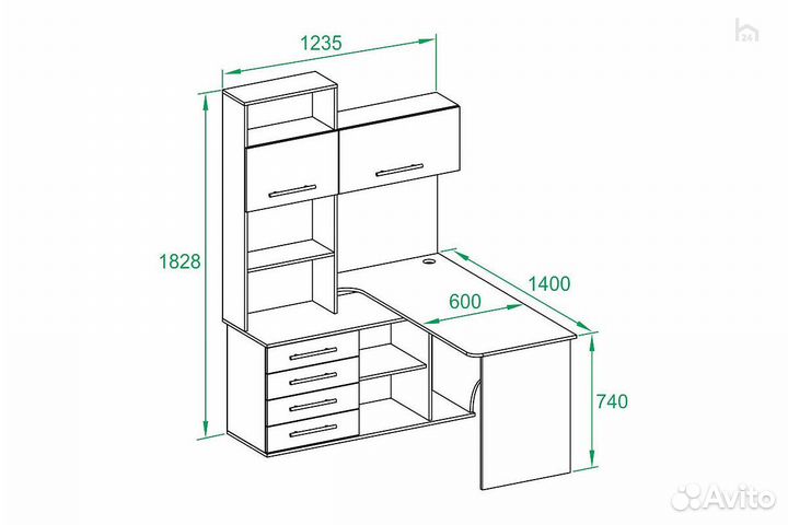 Стол компьютерный кст-14 П
