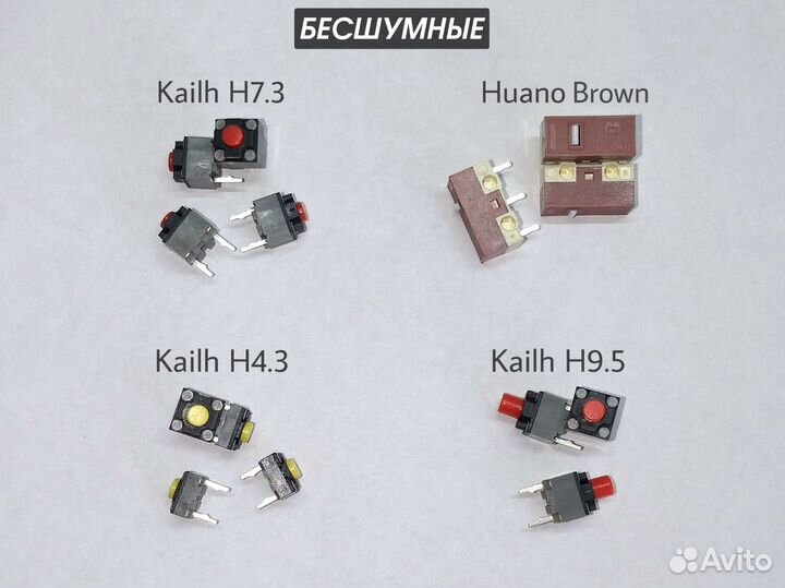 Микропереключатели бесшумные Kailh Huano