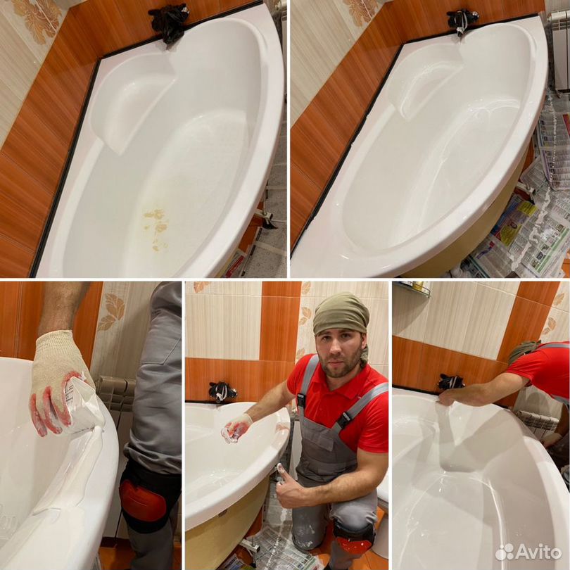 Реставрация ванны и восстановление покрытия жидким наливным акрилом