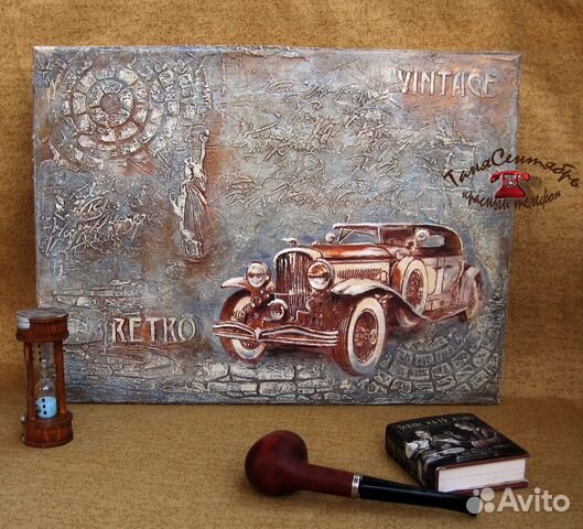 Картина панно декоративное А3 винтажное авто