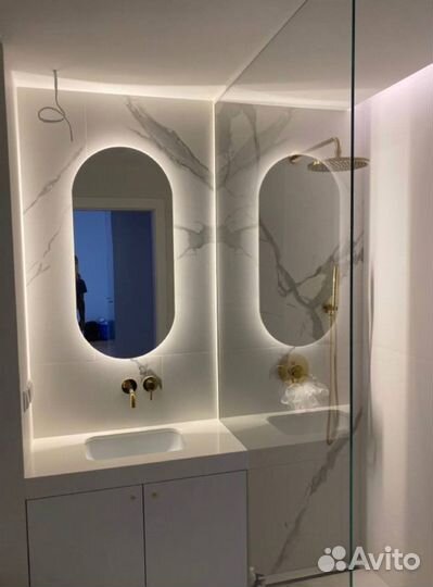 Зеркало капсула «парящее» с LED подсветкой