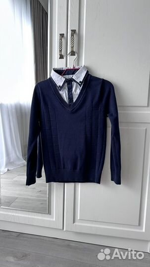 Джемпер кофта-рубашка школьная рубашка