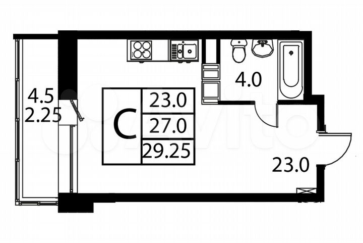 Квартира-студия, 29,3 м², 7/12 эт.