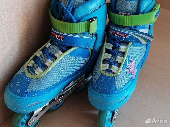 Роликовые коньки раздвижные р. 34-37 + шлем+защита