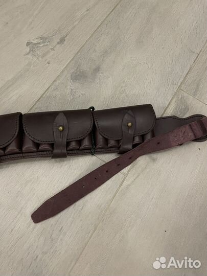 Кожаный патронташ 12 калибр