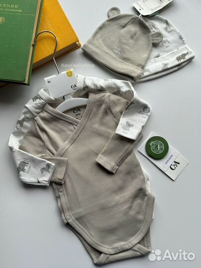 Новый комплект боди на запах C&A 62,74,80