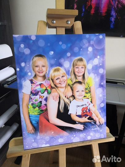 Портрет по фото на холсте