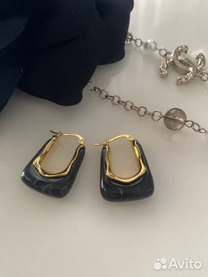 Серьги конго графит Poison drop