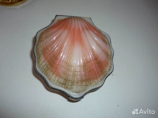 Винтажная пудреница ракушка серебро 875 проба СССР