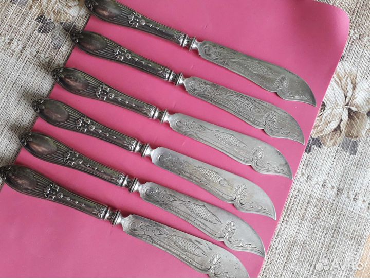 Нож 6 шт. чистое серебро 800 пр. 315гр