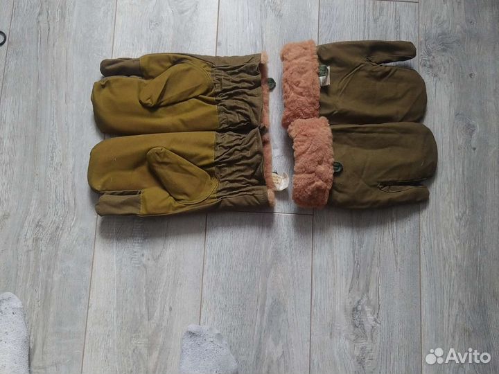 Перчатки зимние двухпалые и руковицы меховые