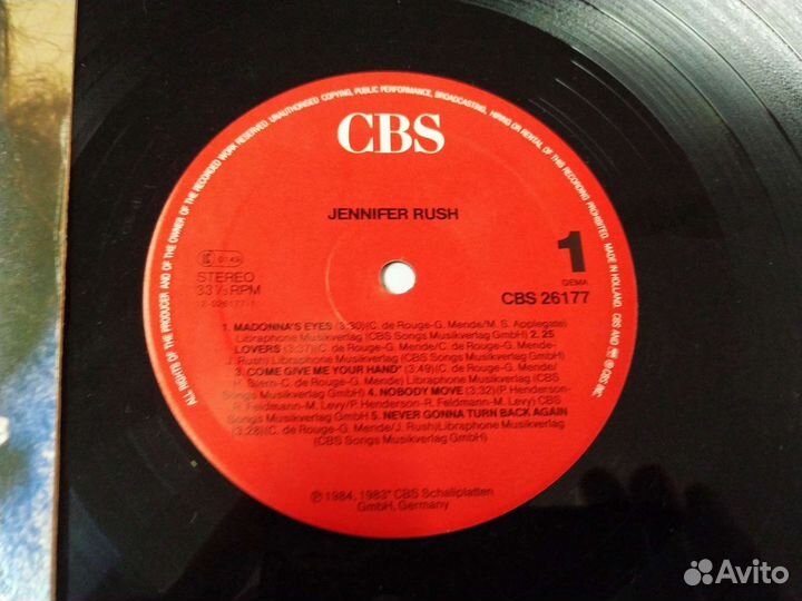 Jennifer Rush винил Голландия 1984