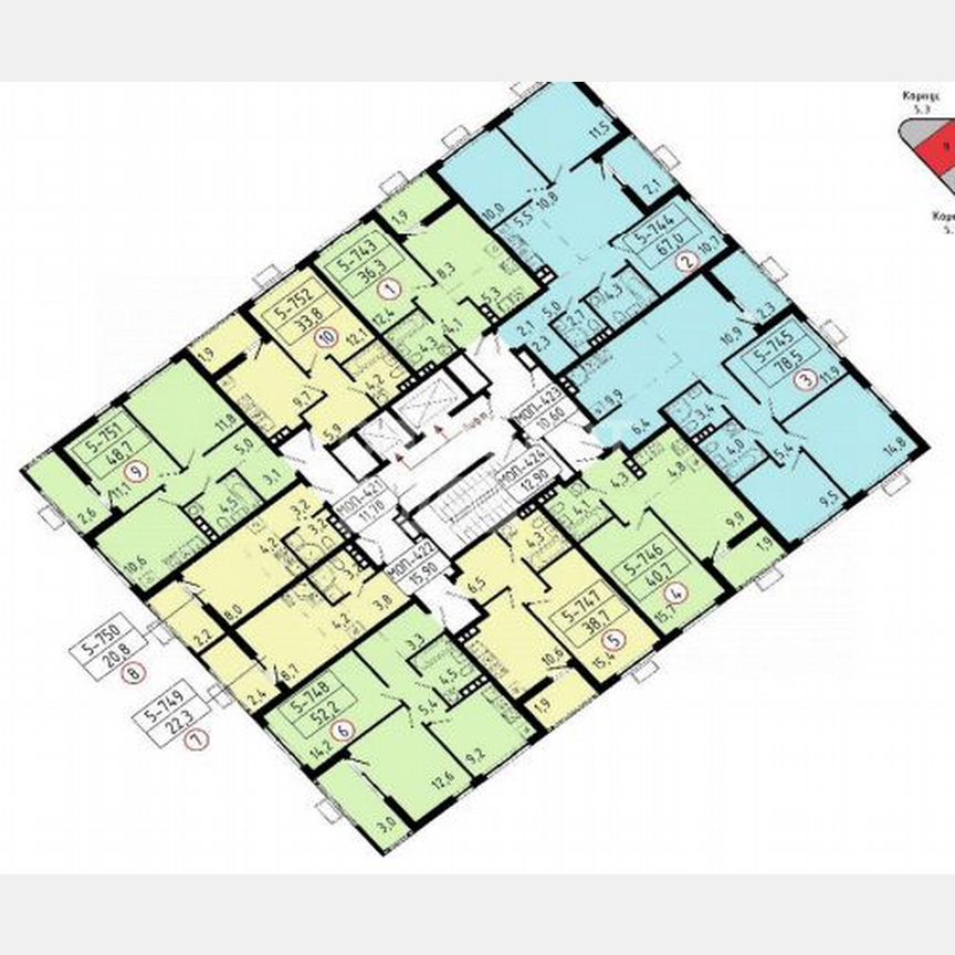 4-к. квартира, 78,5 м², 10/19 эт.