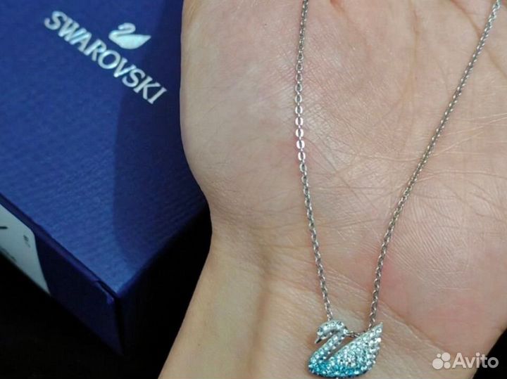 Swarovski колье лебедь оригинал голубой