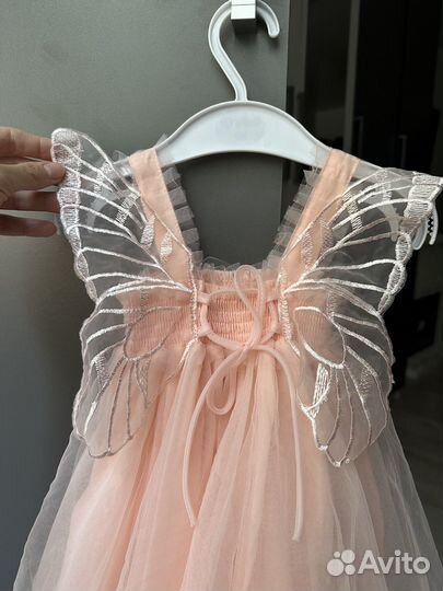 Нарядное платье для девочки 80-86 розовое