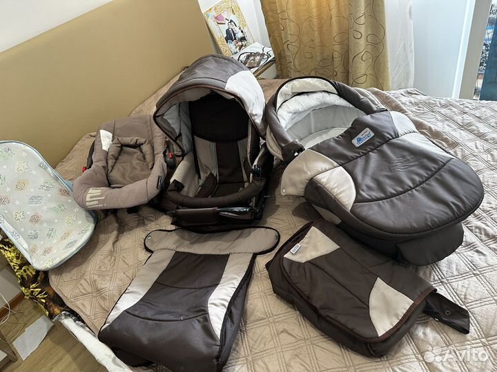 Коляска 2 в 1 прогулочная + люлька и автокресло