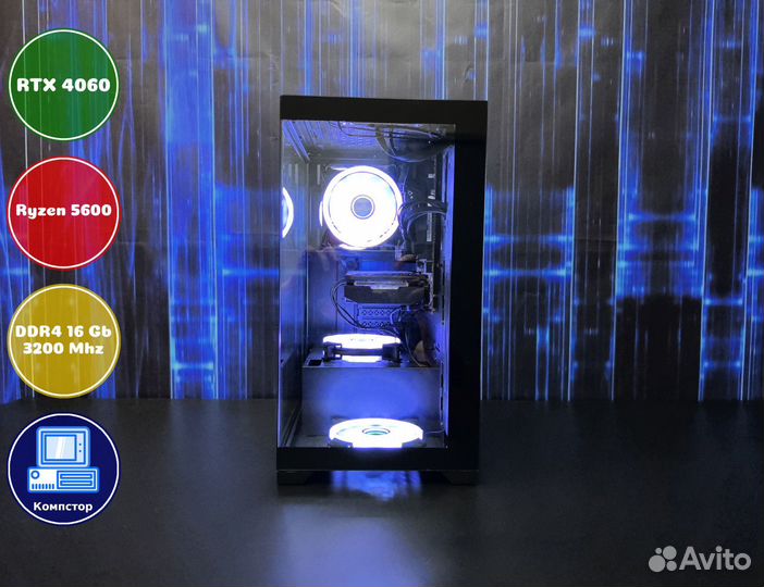 Мощный компьютер AMD5600-RTX4060-16DDR4-HGE129-A520