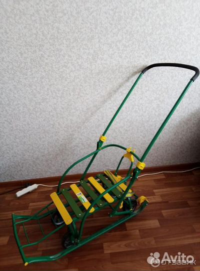 Санки Ника nikki 3 зеленые складные с матрасиком