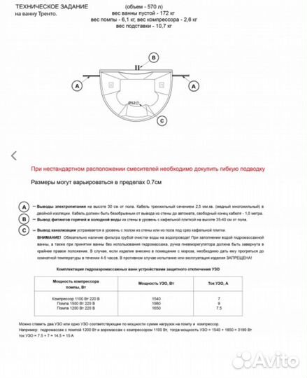 Ванна Тренто 186х137 из искуcственного камня