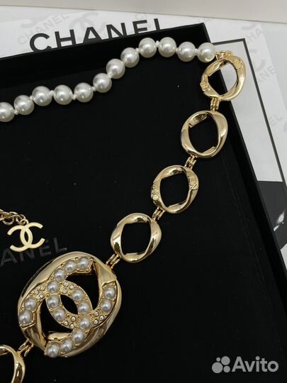 Пояс цепь с бусами chanel