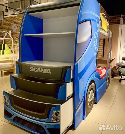 Детская двухъярусная кровать машина грузовик