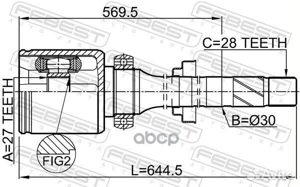 ШРУС внутренний правый 27X30X28 land rover free