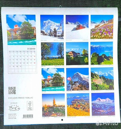 Календарь настенный из Швейцарии Берн 2019