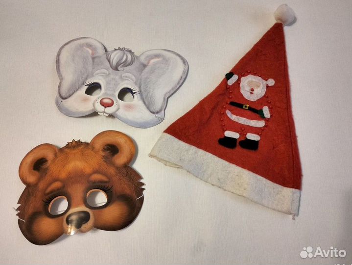 Новогодний колпак маски зайчика мишки карнавальные