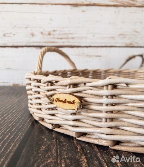 Плетеный поднос, декор кухни, ручная работа