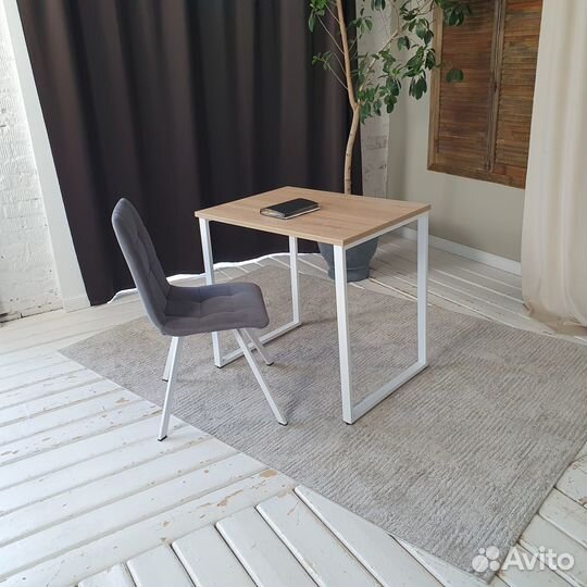 Письменный стол Лофт Дуб 80*60 см. Белые ножки