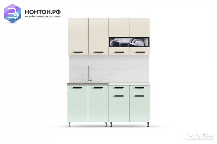 Кухня Рио-2 1.6м бежевый / мята