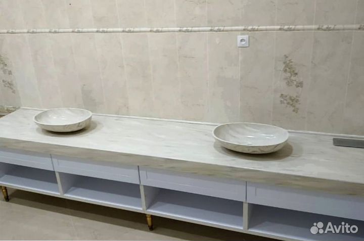 Столешница для ванной из искуственного камня