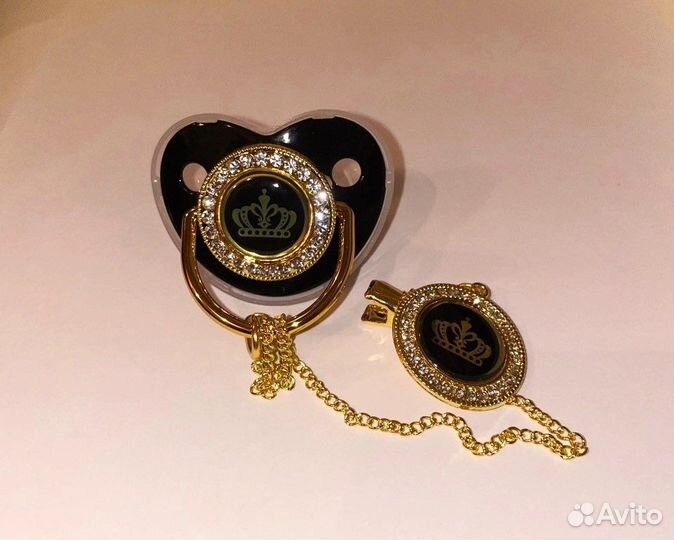 Соска пустышка со стразами, с короной, VIP, boss