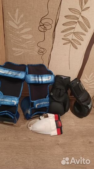 Защита голени+перчатки для бокс+ракушка