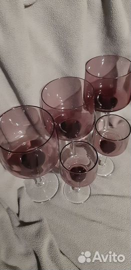 Рюмки и фужеры. Цветное стекло. СССР