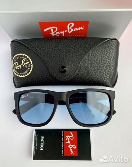 Очки ray ban Justin polaroid голубые