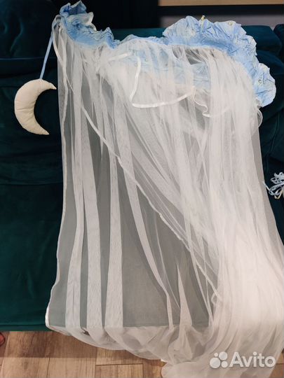 Мягкие бортики для детской кроватки + балдахин