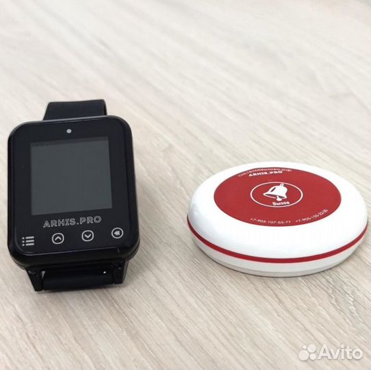 Кнопка вызова официанта и часы пейджер Элит