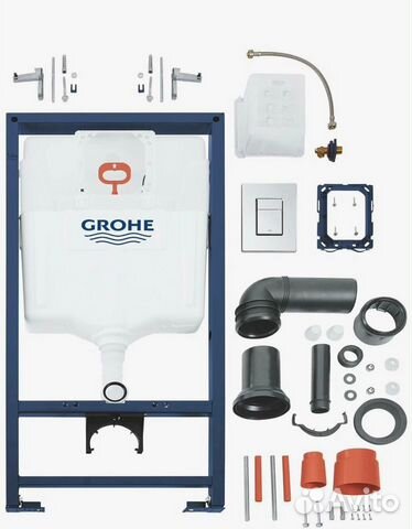 Инсталляция Grohe с черной кнопкой и унитазом