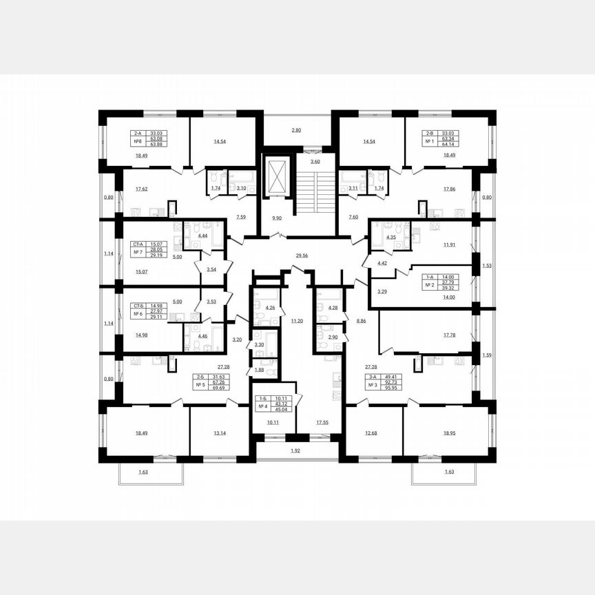 2-к. квартира, 64,1 м², 9/9 эт.