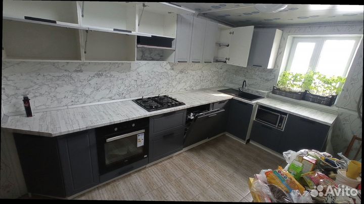 Кухонный гарнитур серый модульный новый