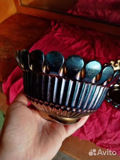 Конфетница из цветного яркого стекла. Уршельский