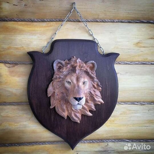 Медальоны лев, медведь, волк на стену