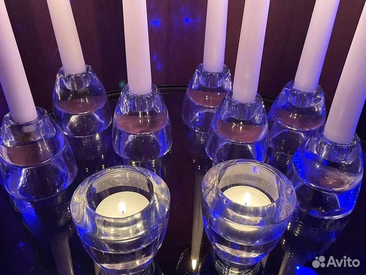 Подсвечник для античной и чайной свечей, стекло