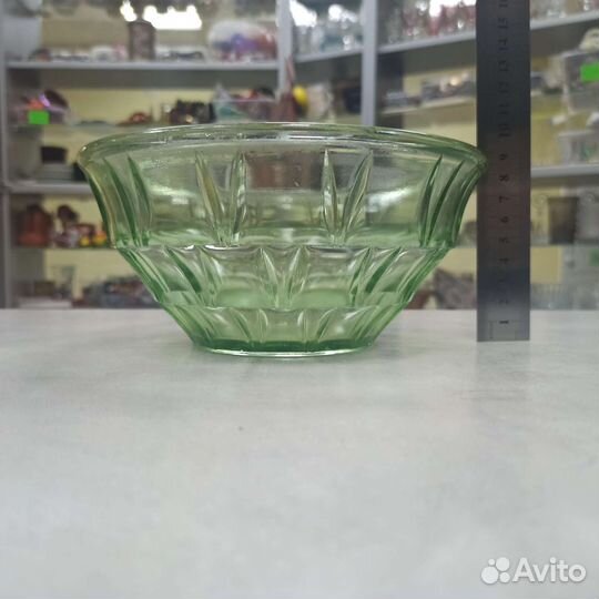 Зелёная Ваза Конфетница Зелёное Стекло СССР Ретро