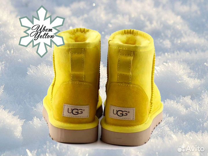 UGG (угги) для девушки Mini Classic Желтого Yellow цвета