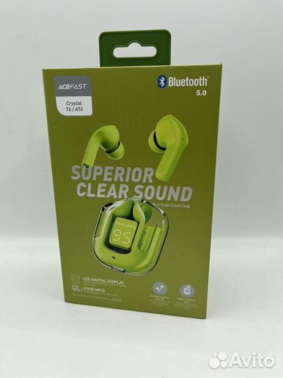 Bluetooth наушники AceFast Crystal T6/AT6 Green