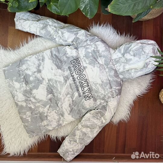 128-134 куртка белая серая осень весна дождевик