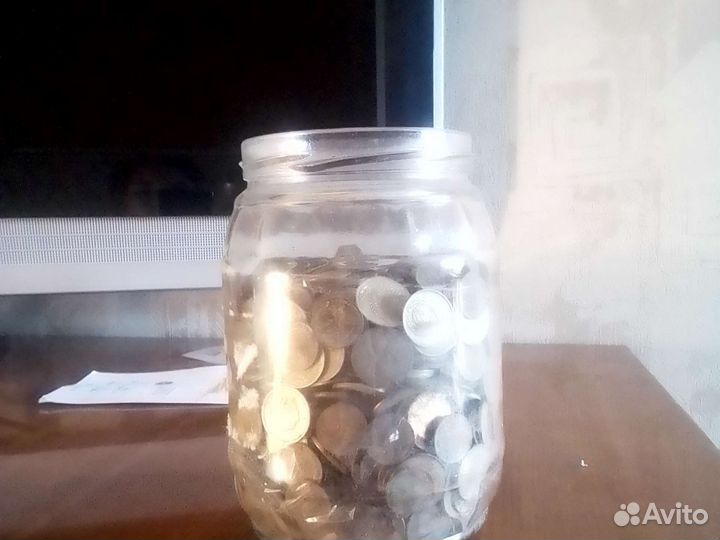 Банка с советскими копейками СССР 1,2,10 и тд