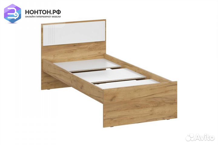 Кровать Милан 0.9 м дуб золотой / белый матовый